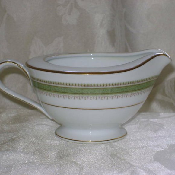 Vintage Noritake China Enchantress Creamer 2066 Green Band Gold Discontinued - Picture 4 of 9